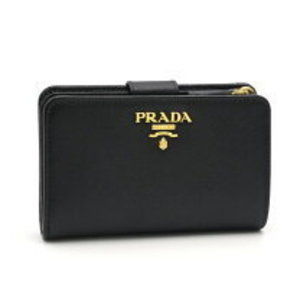 Prada Wallet Saffiano Leather Black Folding Card